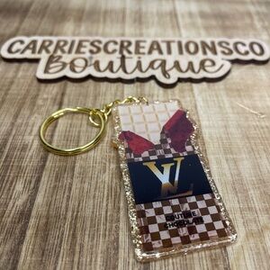 Couture Chocolate Keychain with Gold Accents
